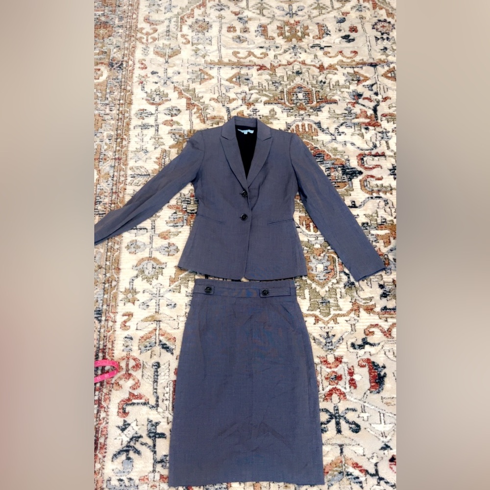 Gray blue Women's Blazer and Skirt Set